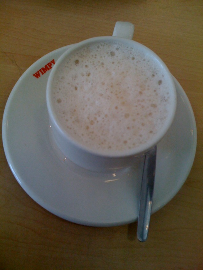 my reward - free coffee from wimpy